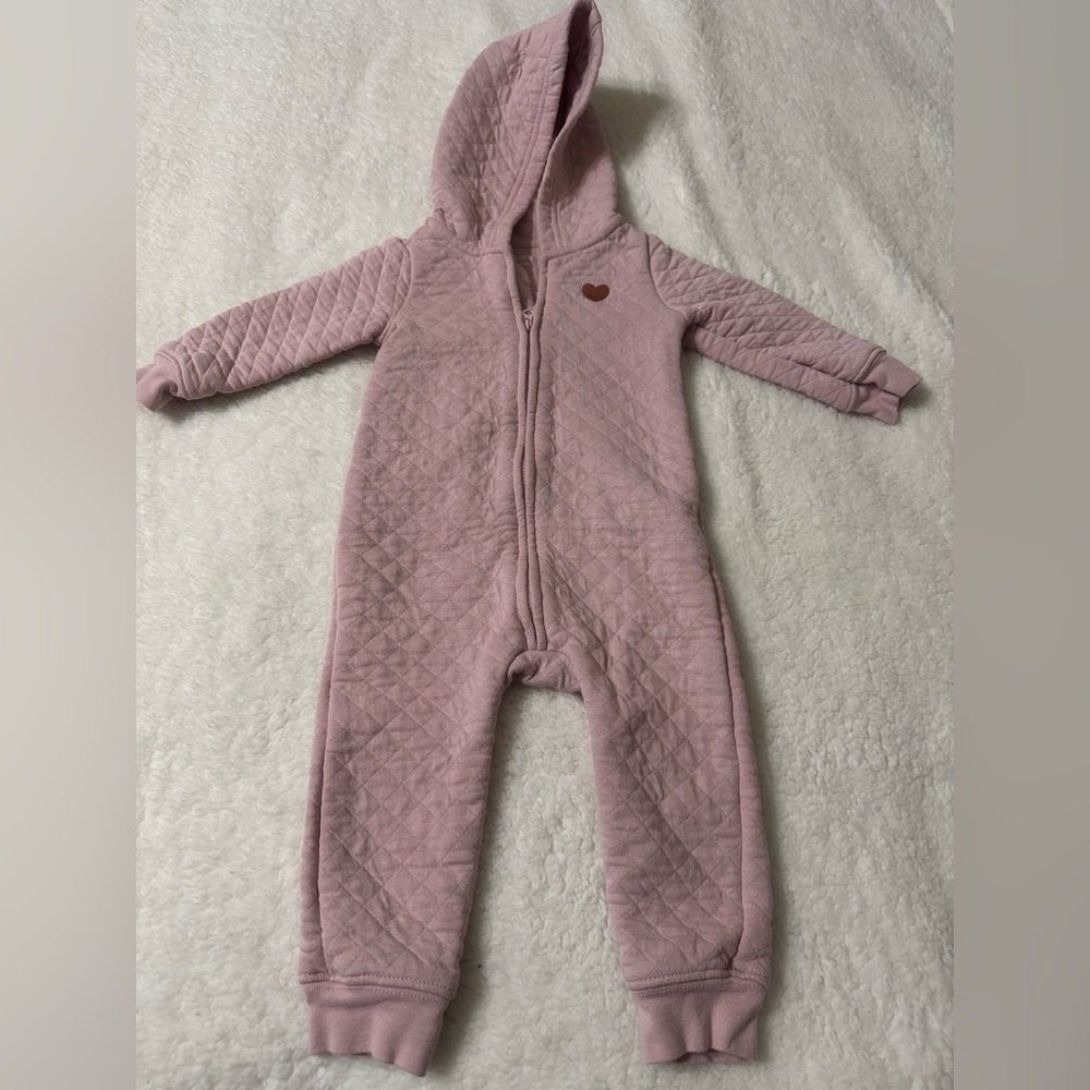 Carter’s Quilted Pink Hooded One-Piece Romper